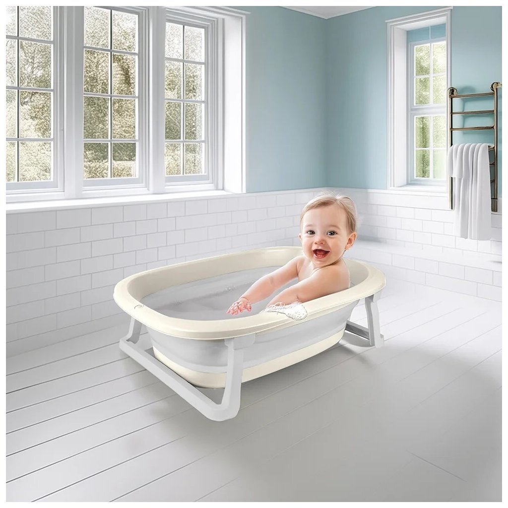 Dolu Baby Opvouwbaar Badje 75.5x46.5x20.5 cm Beige/Wit