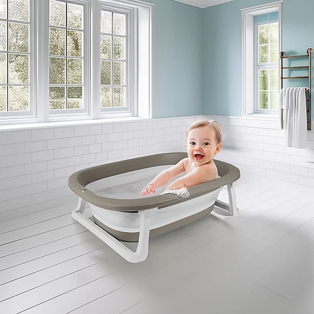 Dolu Baby Foldable Bath 75.5x46.5x20.5 cm Stone Grey/White