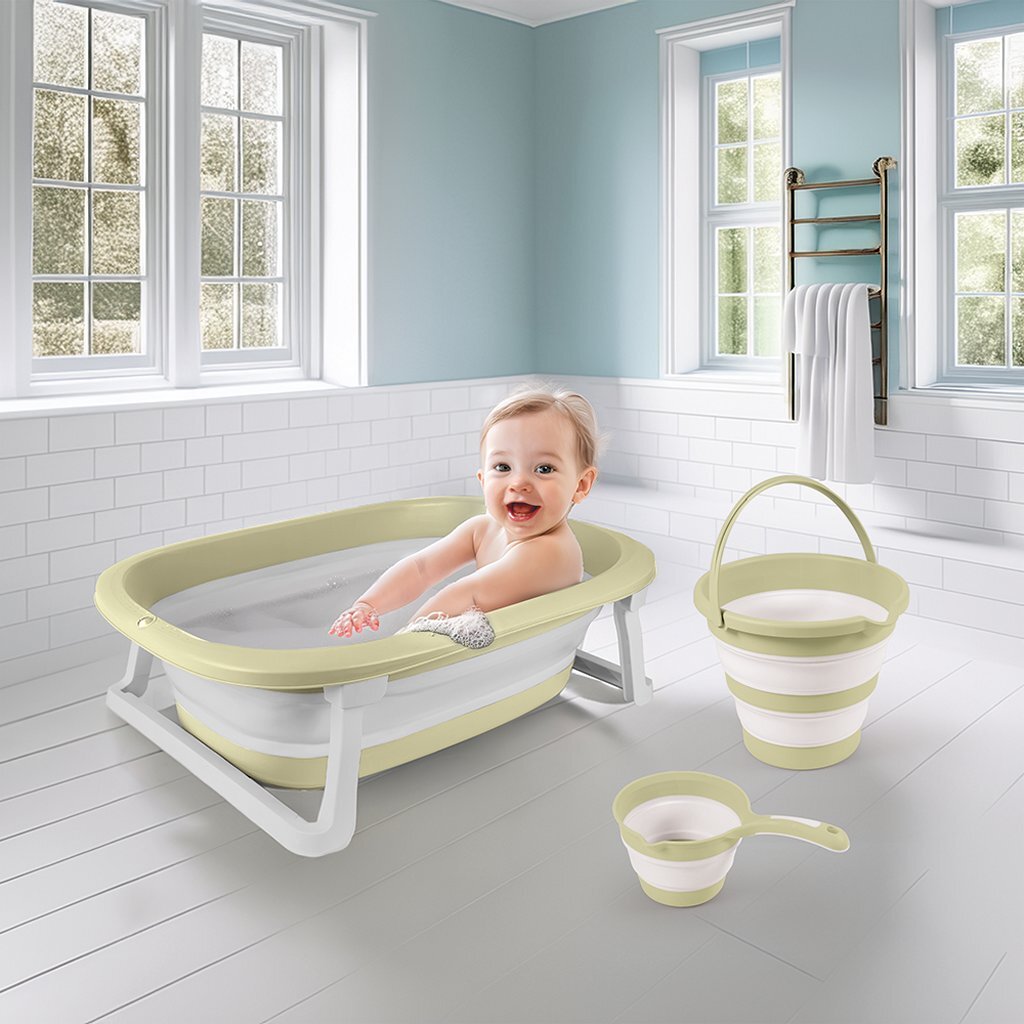 Dolu Baby Bath Set 3-piece Pastel Green/White