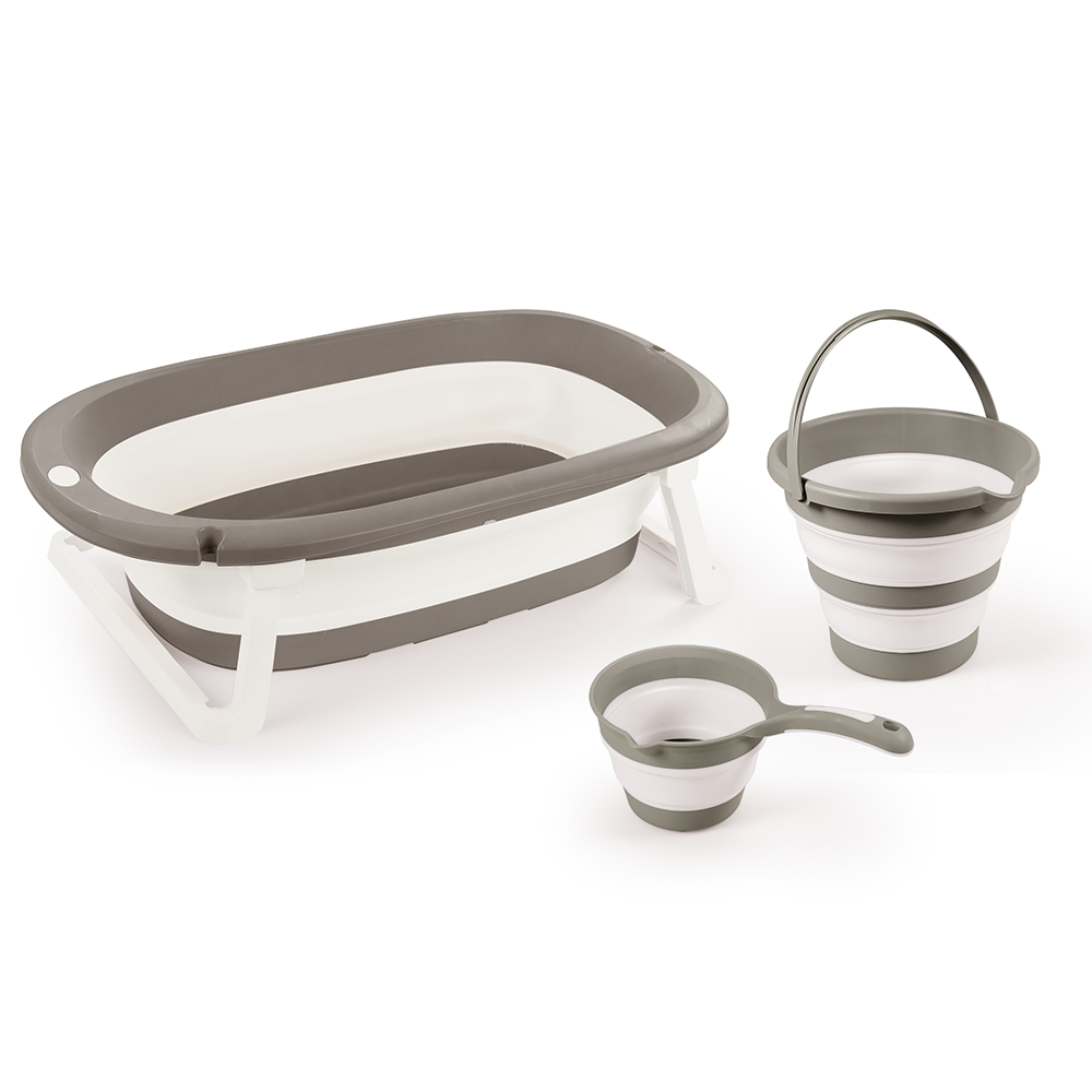 Dolu 3-in-1 Foldable Baby Bath Set Stone Gray
