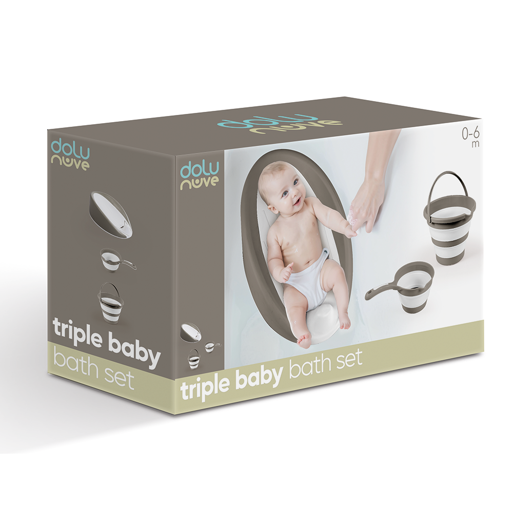 Dolu Baby Bath Set Grey - Safe and Practical Bath Solution for Babies