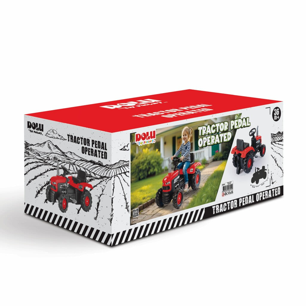 Dolu Pedal Tractor with Horn Red/Black for Children
