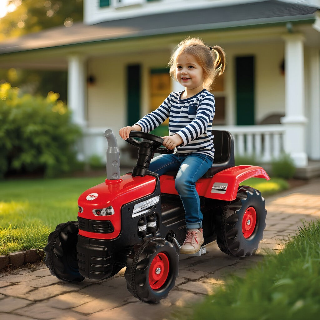 Dolu Pedal Tractor with Horn Red/Black for Children