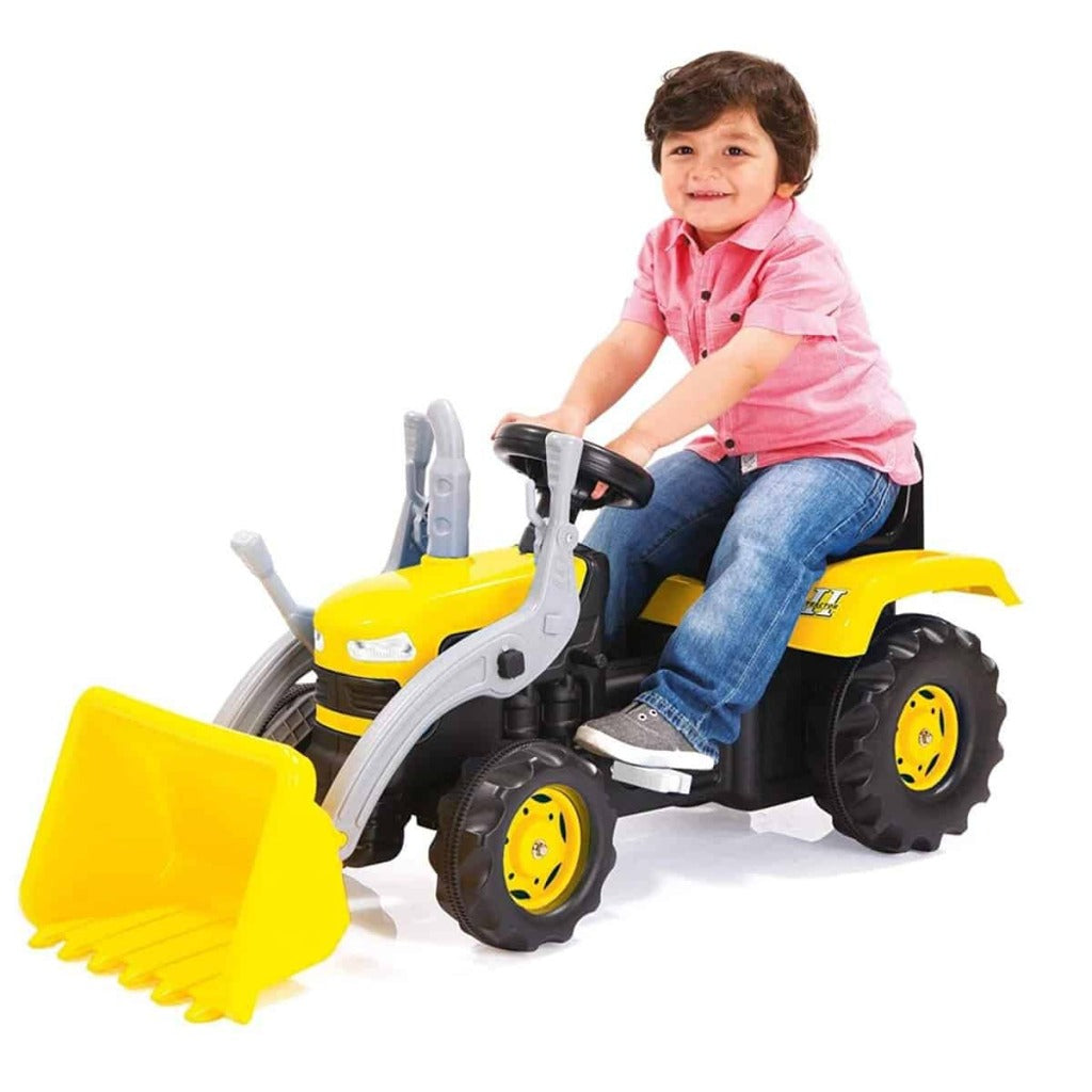 Dolu Pedal Tractor with Front Loader & Horn Yellow/Black for Children