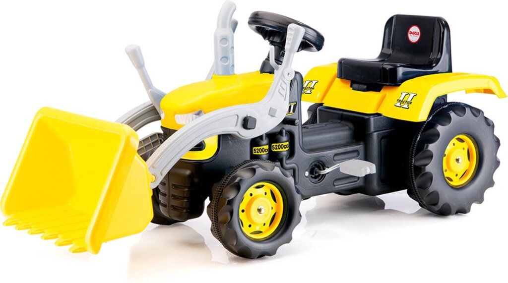 Dolu Pedal Tractor with Front Loader & Horn Yellow/Black for Children