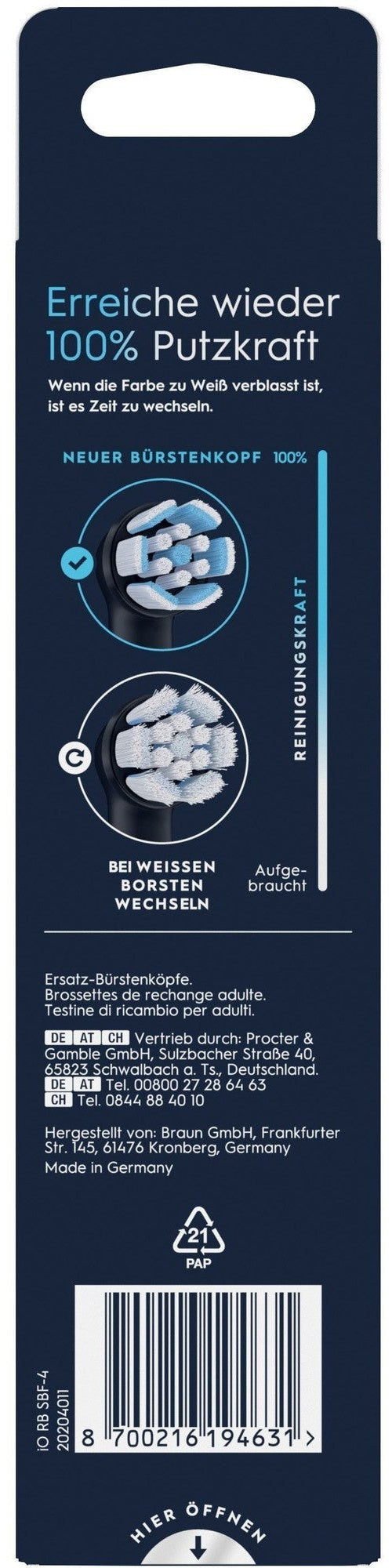 Braun Aufsteckbürste Mundpflege-Zubehör EB iO SanfteReisw4er (194631) afbeelding 4