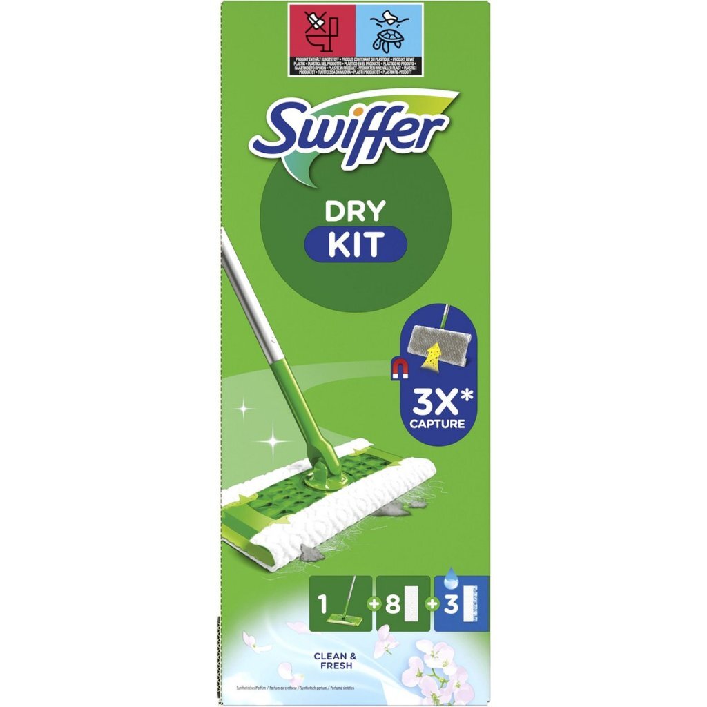 Swiffer Floor Dust Wipe System Starter - 8 Dry Cloths - 3 Damp Cloths