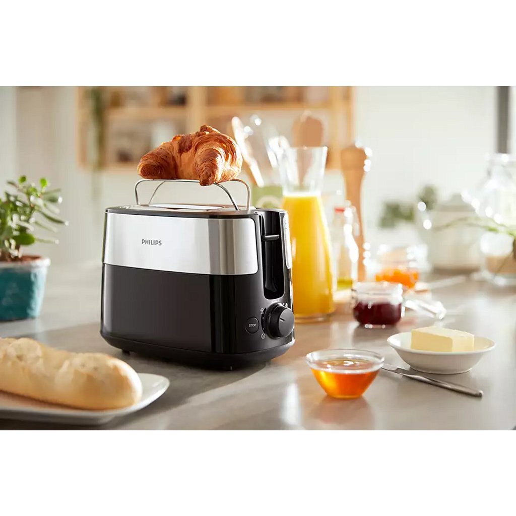 Philips HD2516/90 Daily Collection Toaster Black/Stainless Steel - 8 Settings