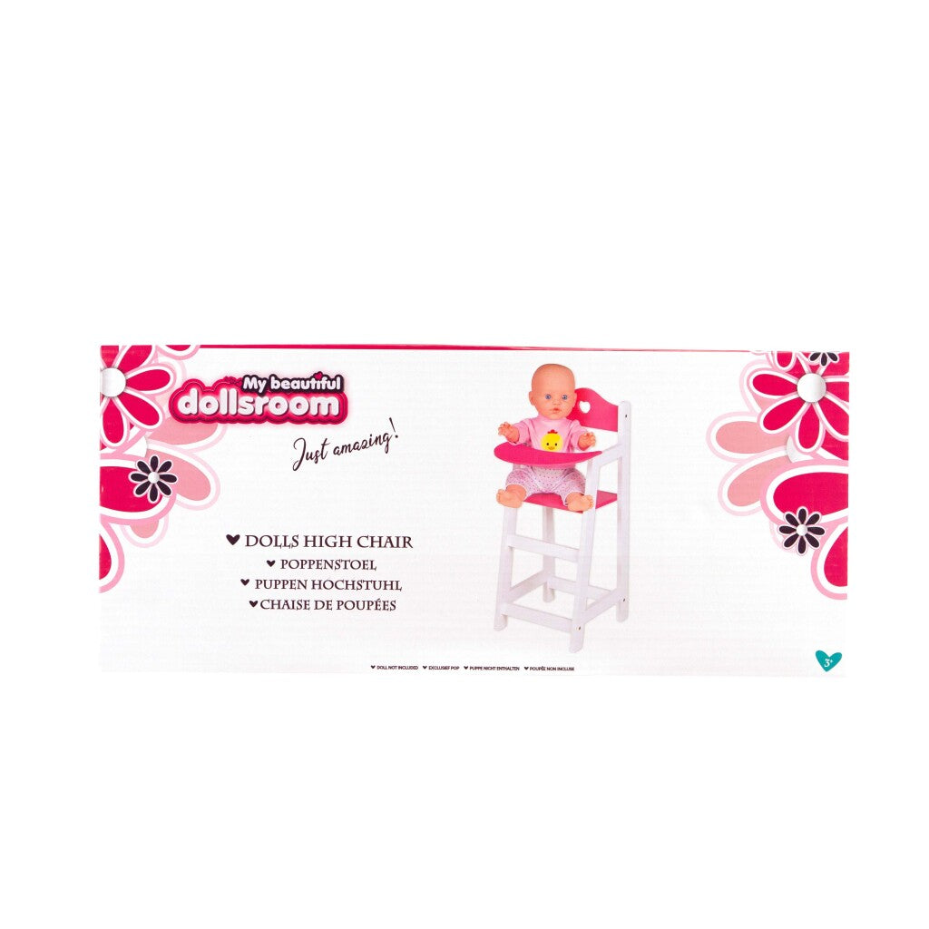 My Beautiful Dollsroom Wooden Doll Chair Pink/White - 22 x 27 x 53 cm
