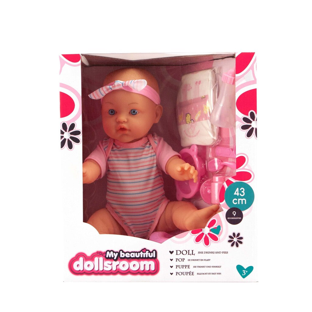 My Beautiful Dollsroom Doll 43 cm with 9 Accessories - Suitable for 3+