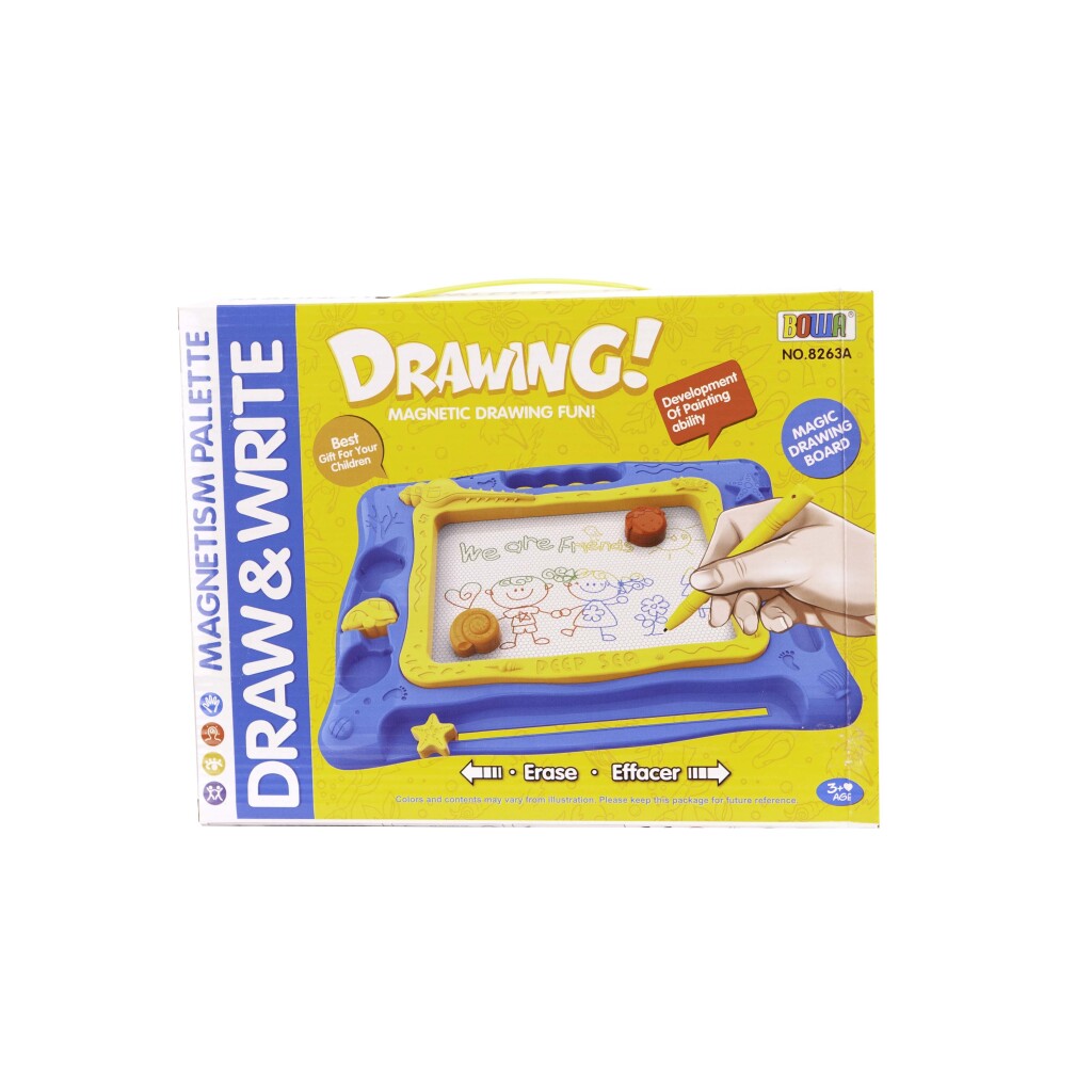 Magnetic Drawing Board, 30x22 cm, with Pen and Stamps