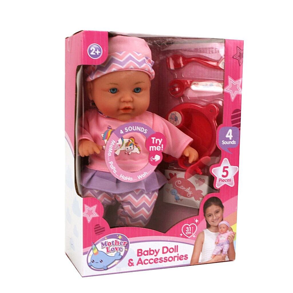 Mother Love Baby Doll 31 cm with Accessories and Sound - Suitable for 2+