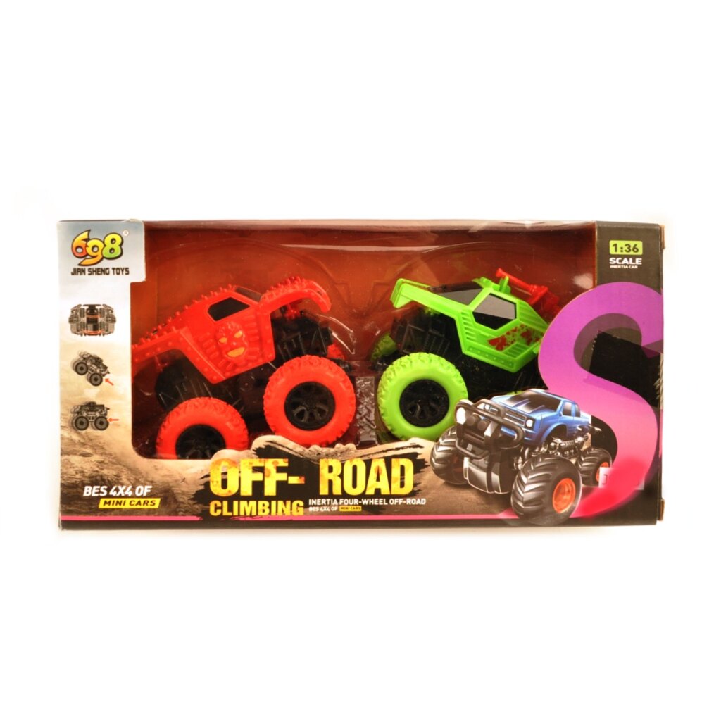 Off-Road 4x4 Car - Set of 2 Colorful Stunt Cars for Kids 3+