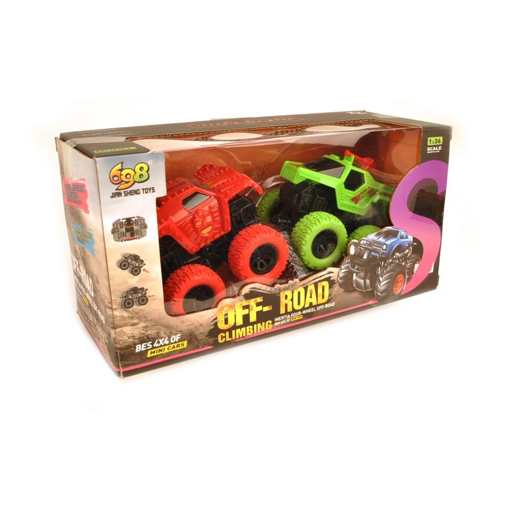 Off-Road 4x4 Car - Set of 2 Colorful Stunt Cars for Kids 3+