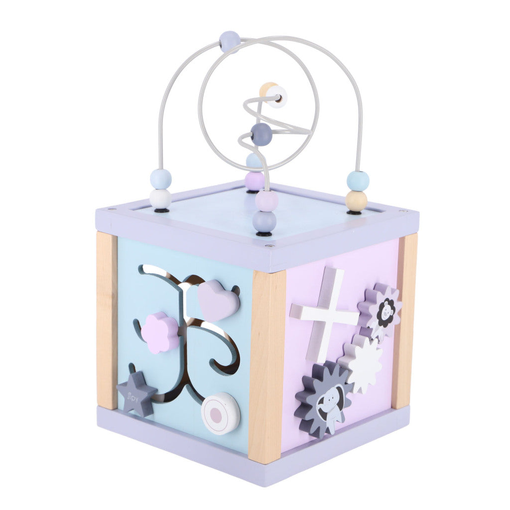 Jipy Wooden Activity Cube Purple/Blue - Fun Games for Kids
