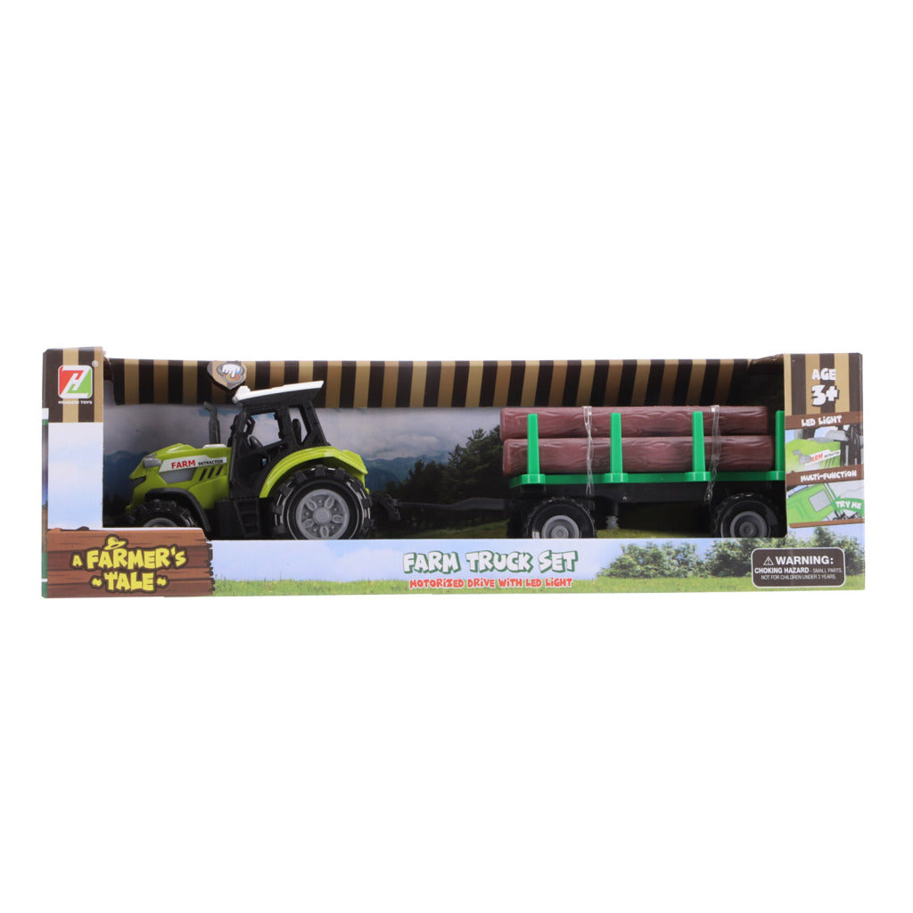 Tractor + Trailer with Logs - Light and Sound Toy for Kids 3+