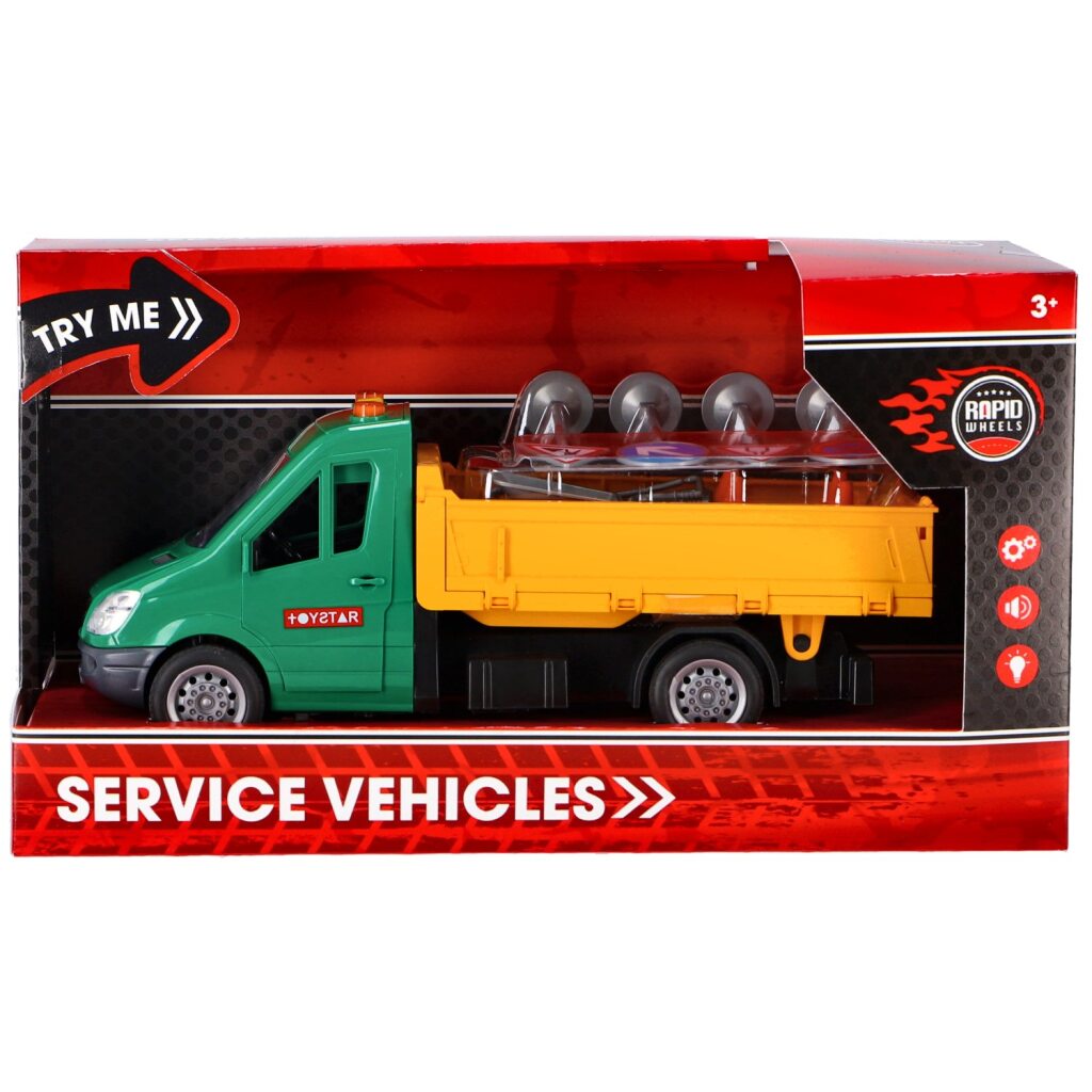 Rapid Wheels Road Construction Vehicle with Light, Sound, and Accessories
