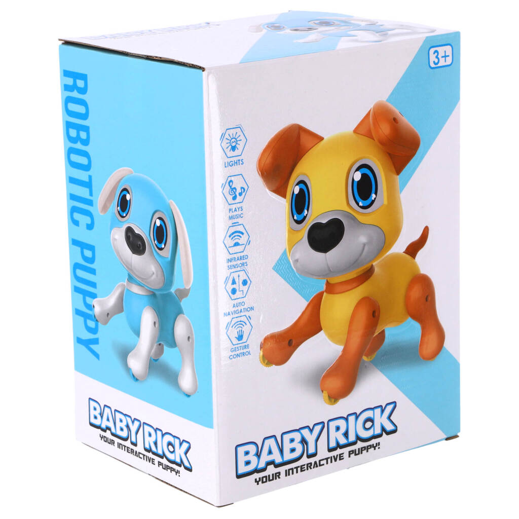 Robot Puppy Rick 20 cm with Light and Sound Blue/White