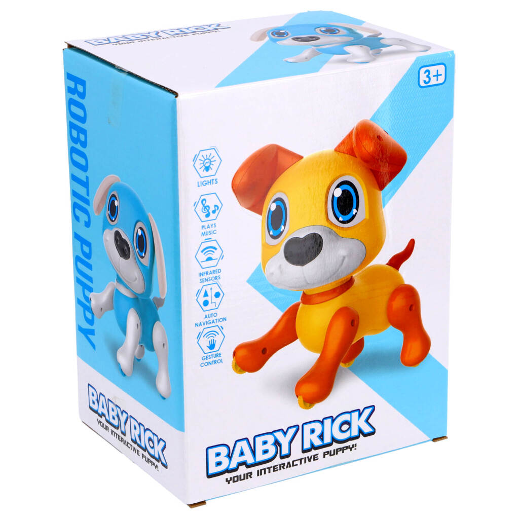 Robot Puppy Rick 20 cm with Light and Sound Yellow/Orange