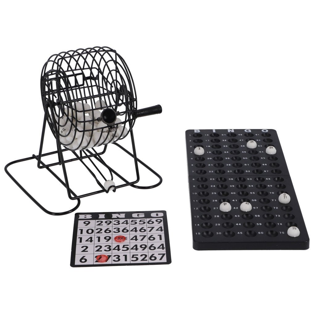 Metal Bingo Wheel Set with 75 Balls, 150 Chips, Scoreboard & 18 Cards