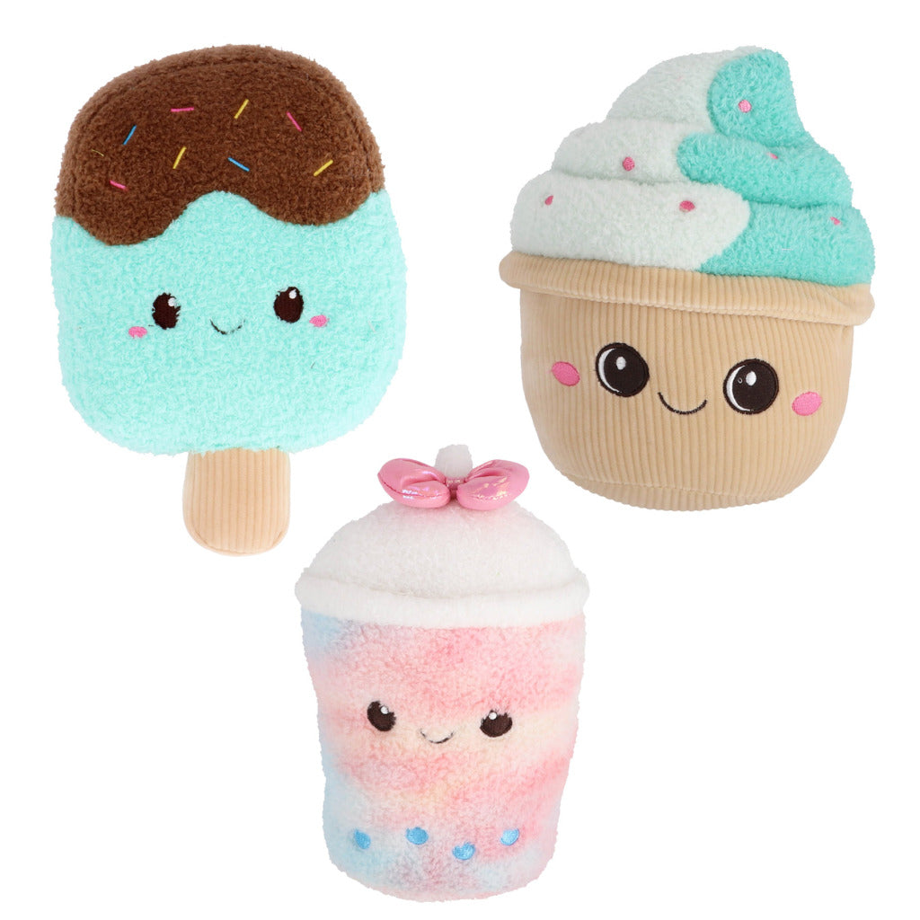 Pluchiez Plush Toy Assortment: Ice Cream, Cupcake, Bubble Tea - 30 cm