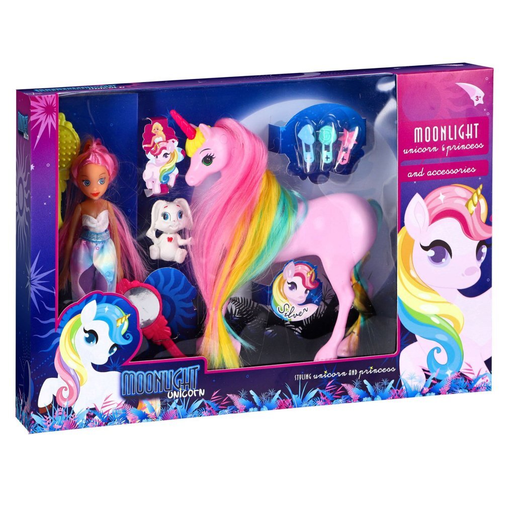 Moonlight → Unicorn Playset → Doll with Colorful Hair → Ages 3+