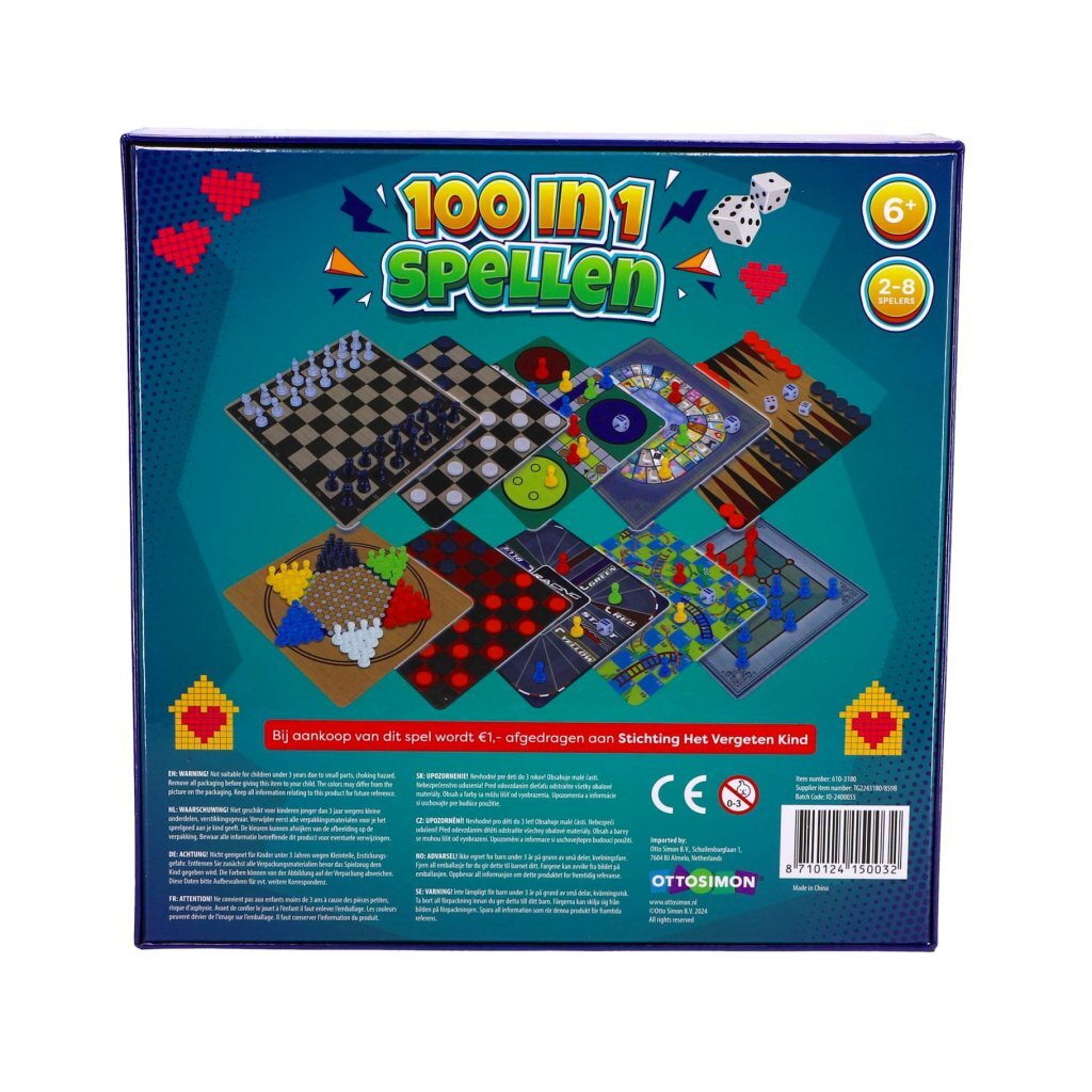 Game Box 100-in-1 Games for 2-8 Players Aged 6+