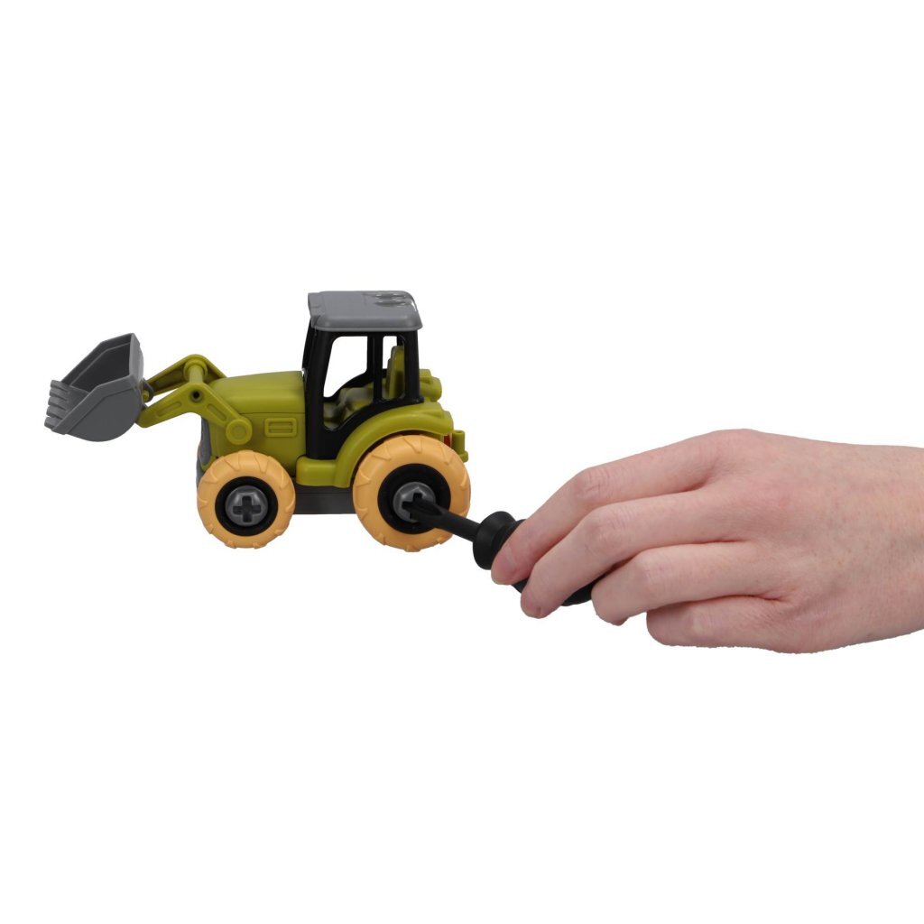 Tractor with Trailer - 15 cm Toy with Logs and Screwdriver for Kids 3+