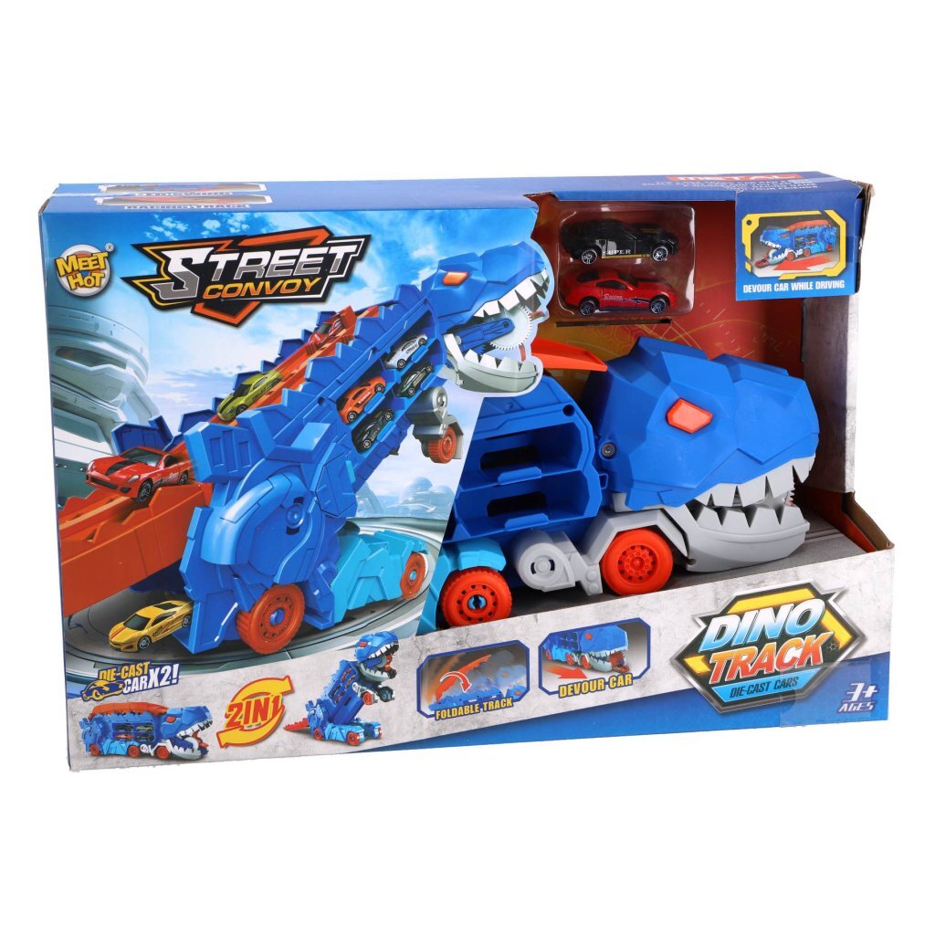 Transporter Dino with 2 Die-Cast Vehicles - Assorted