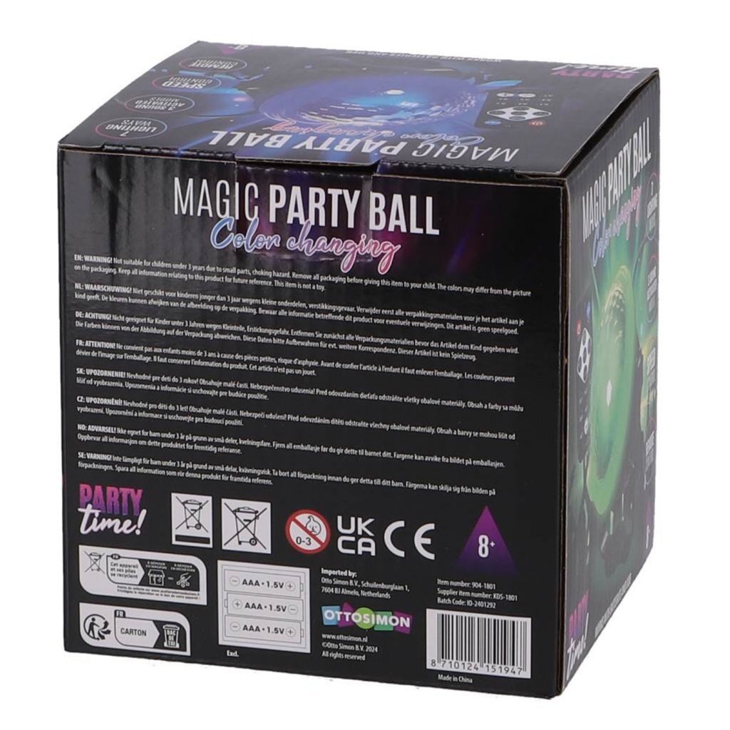 Party Time Magical Party Ball with Disco Effect + Remote Control Black