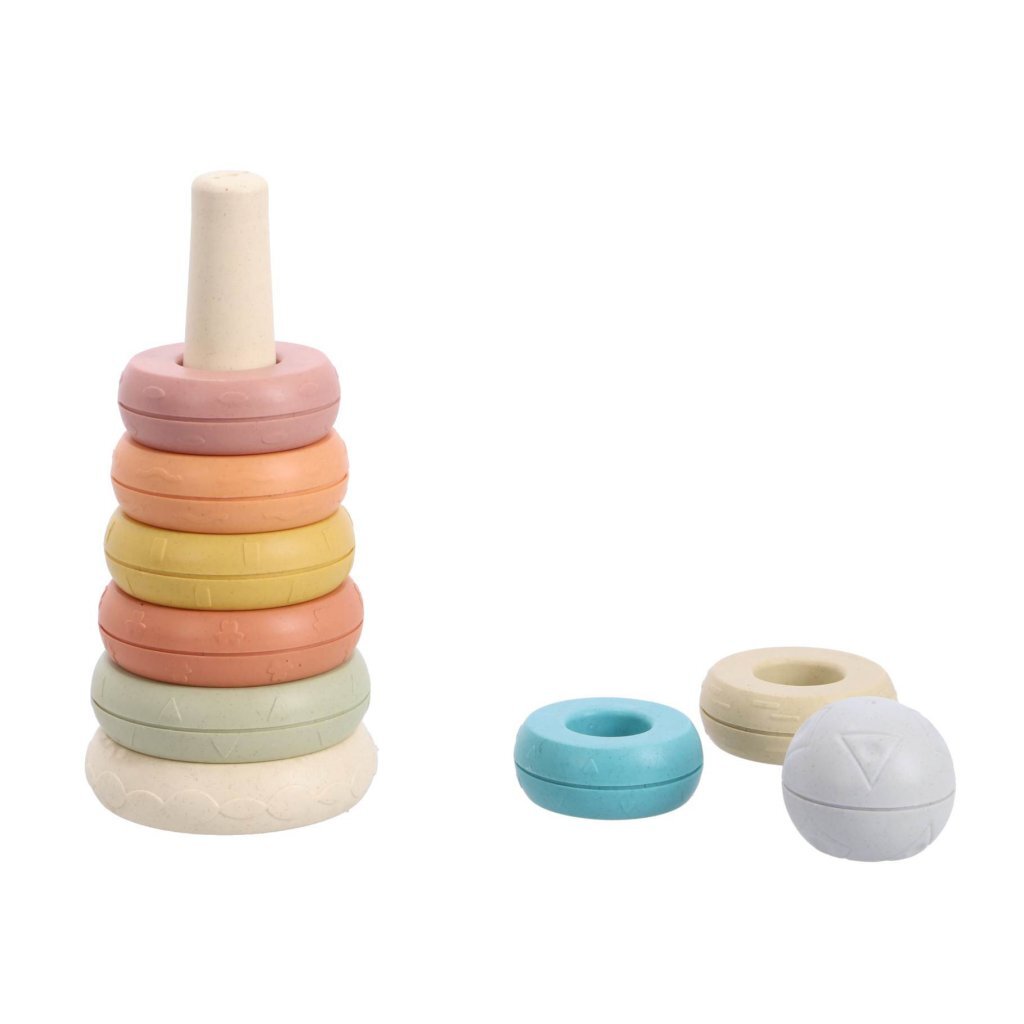 Jipy Bioplastic Gift Set Stacking Tower Bath Cups + Play Rattleball