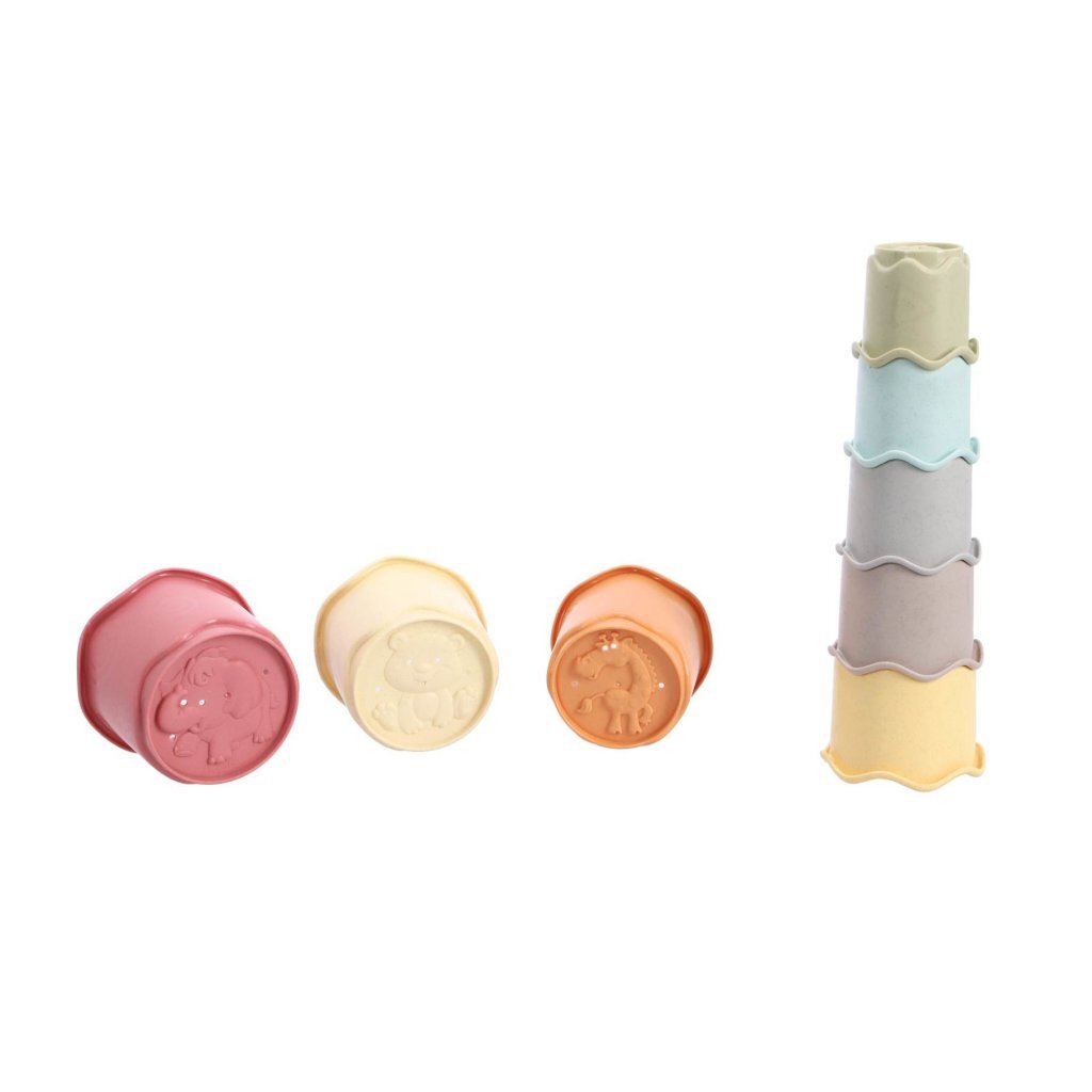 Jipy Bioplastic Gift Set Stacking Tower Bath Cups + Play Rattleball