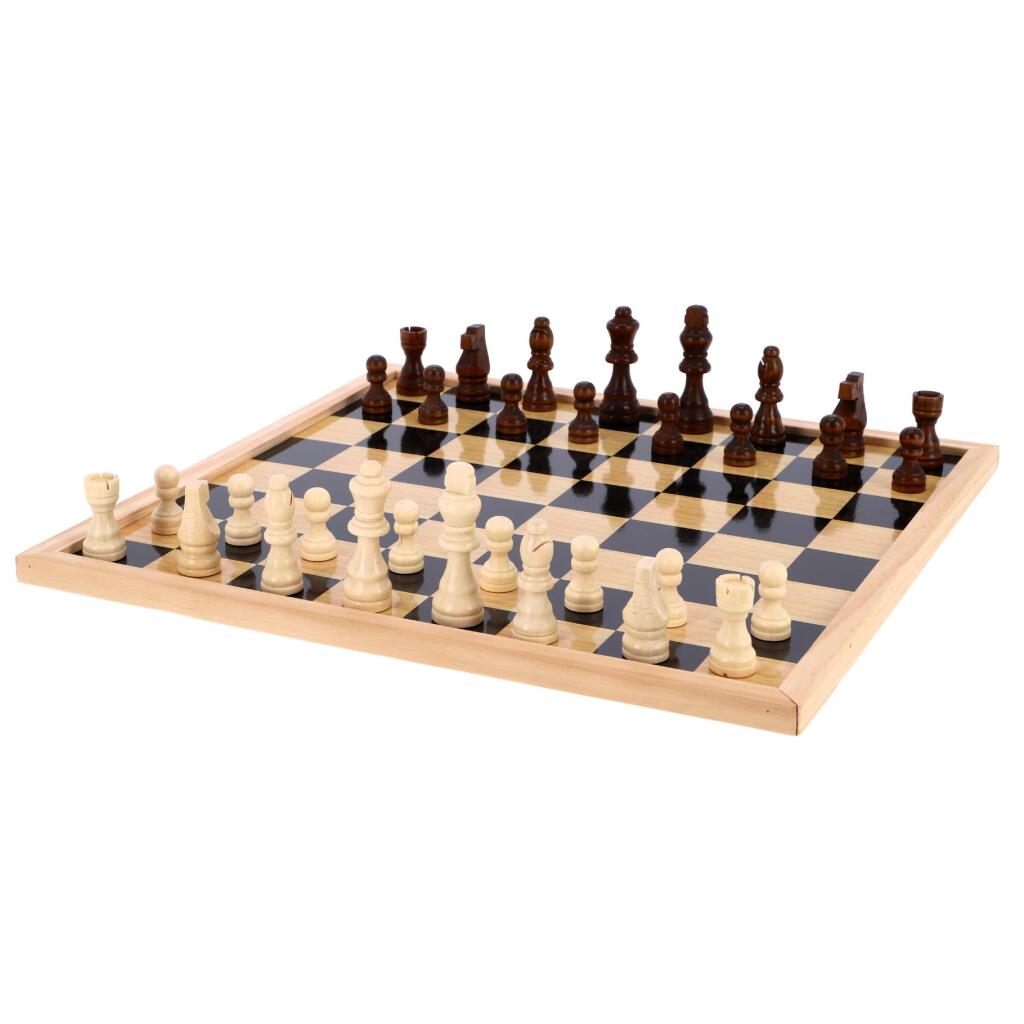 Wooden Checkers and Chessboard 40x40 cm - Game Set for All Levels
