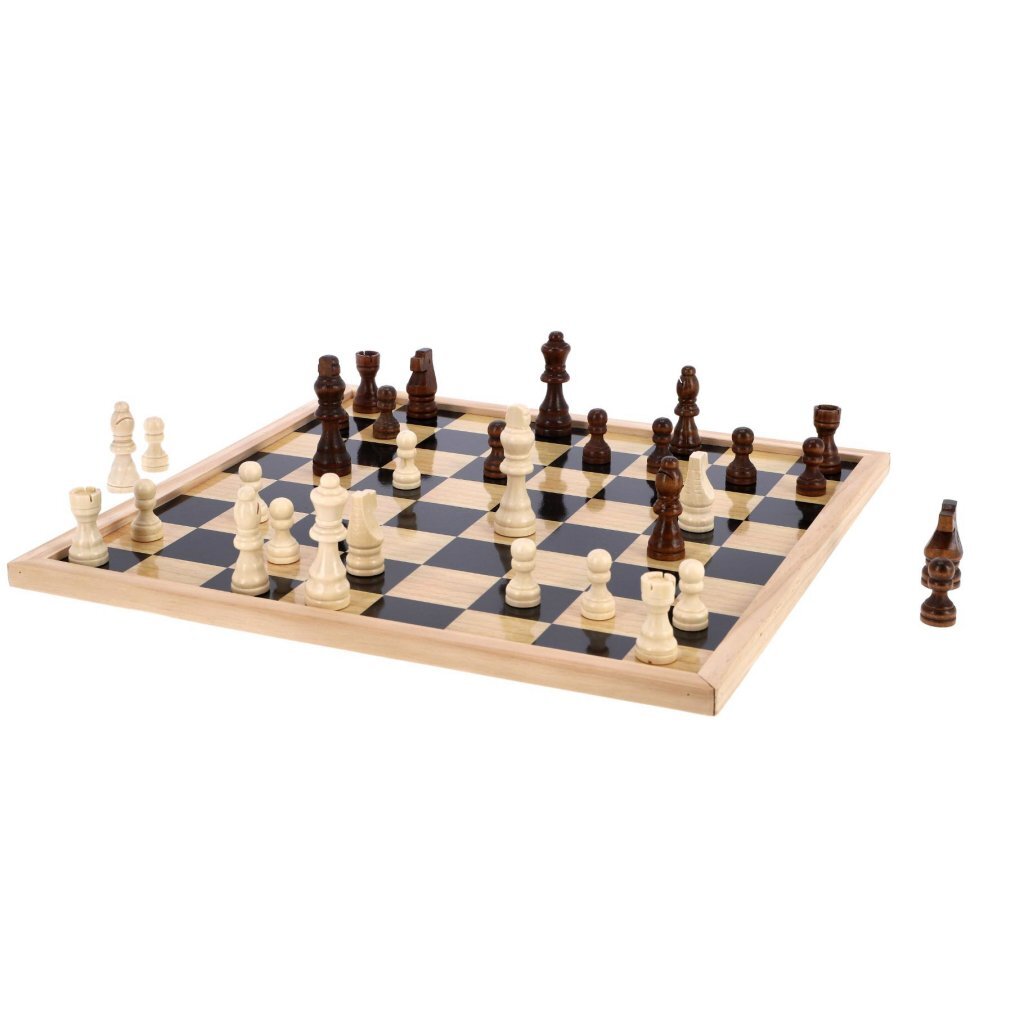 Wooden Checkers and Chessboard 40x40 cm - Game Set for All Levels