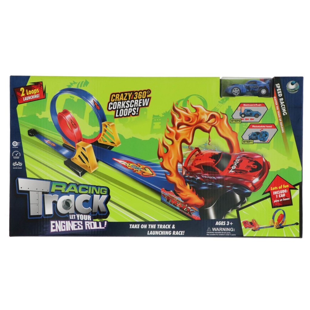 Race Track with Large Flames and Loop + Car