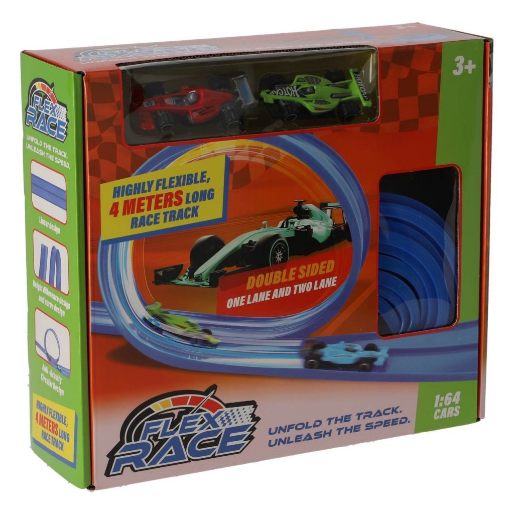 Flexible Race Track 400 cm Blue with 2 Race Cars