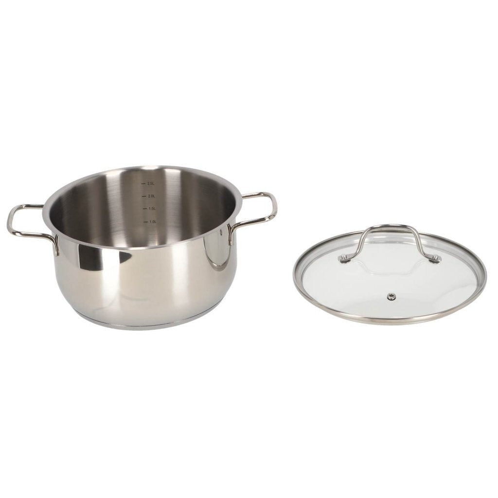 Daily Home 7-Piece Stainless Steel/Glass Cookware Set - 4 Pans and 3 Lids