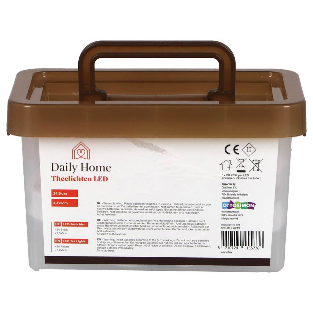 Daily Home LED Tea Lights 3.8 cm 24 Pieces White