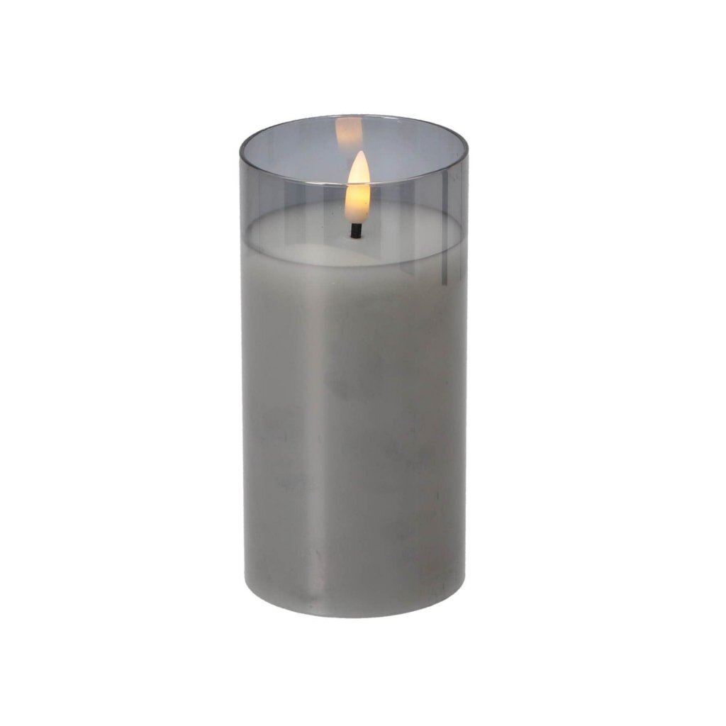 Daily Home LED Candle Set with Remote Control 3 Pieces Grey/Glass