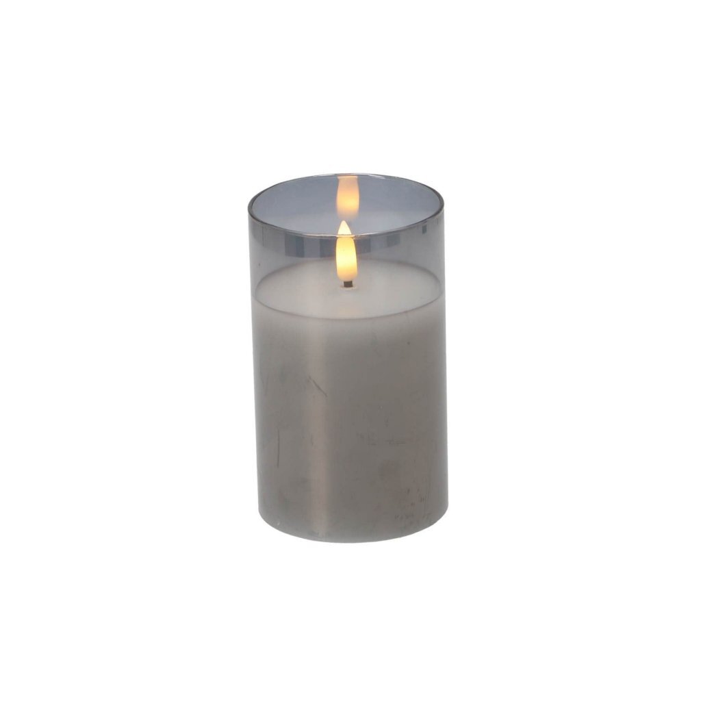 Daily Home LED Candle Set with Remote Control 3 Pieces Grey/Glass