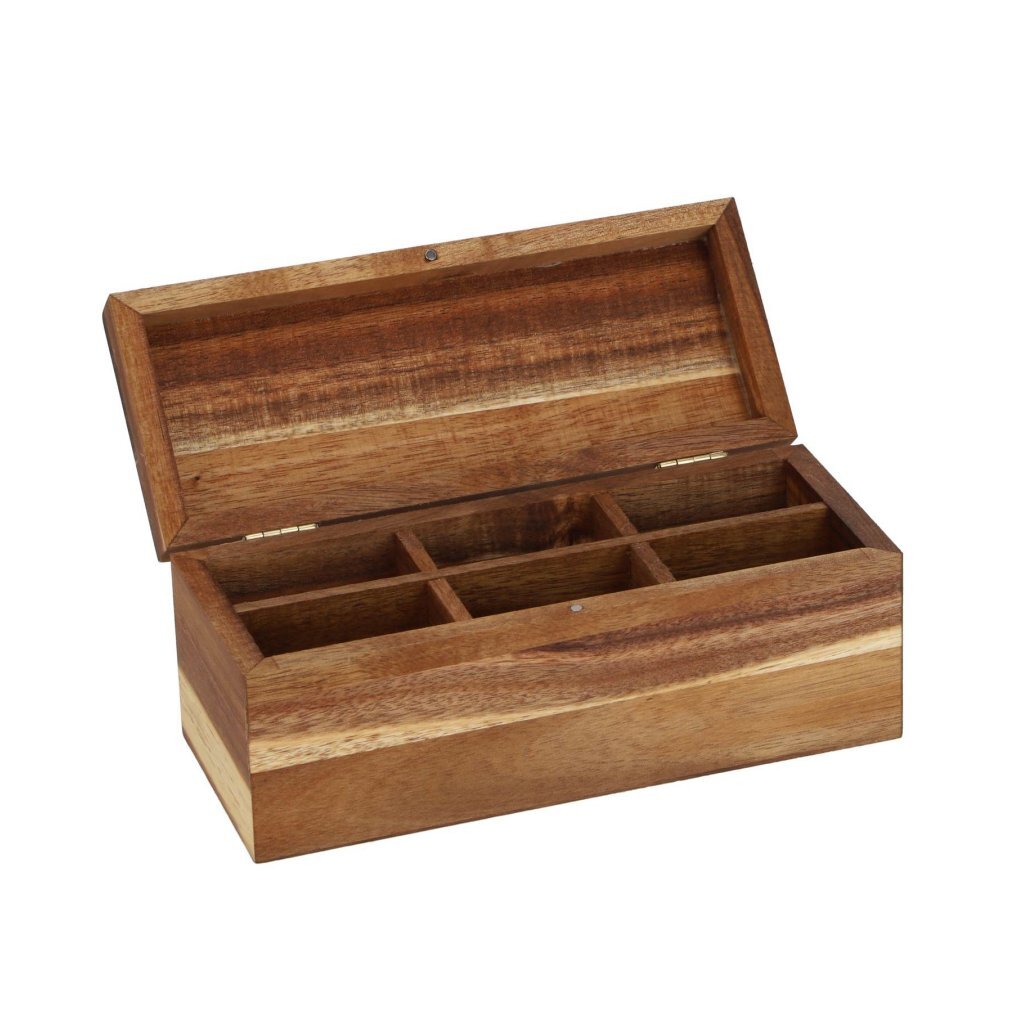 Daily Home Wooden Tea Box with 6 Compartments
