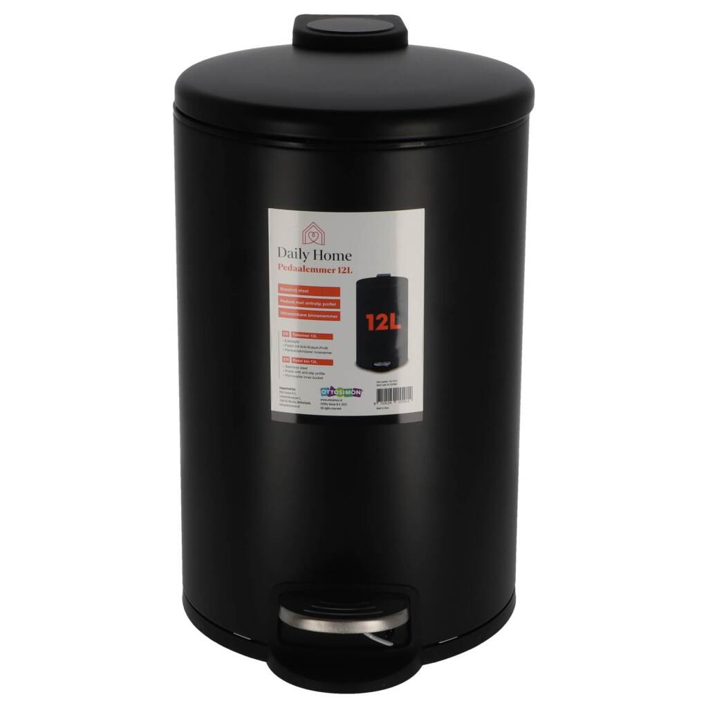 Daily Home Pedal Bin 12 L Matte Black