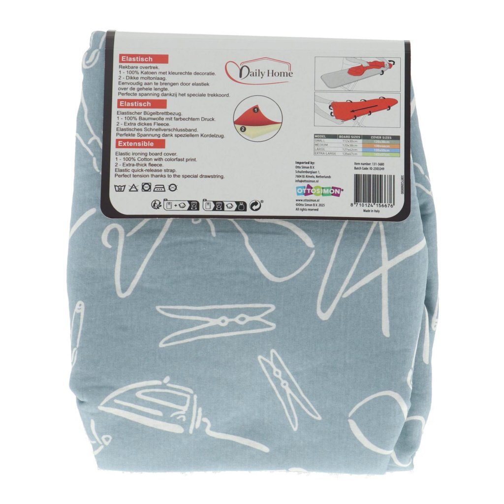 Daily Home Stretch Ironing Sleeve M 122x40 cm Light Blue/White