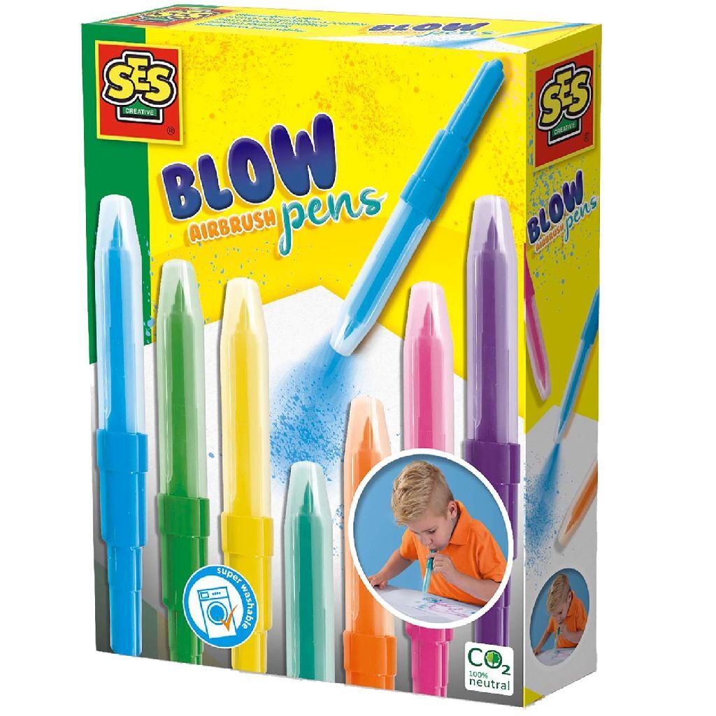 SES Creative Blow Airbrush Pens - Colorful Art Tools for Kids