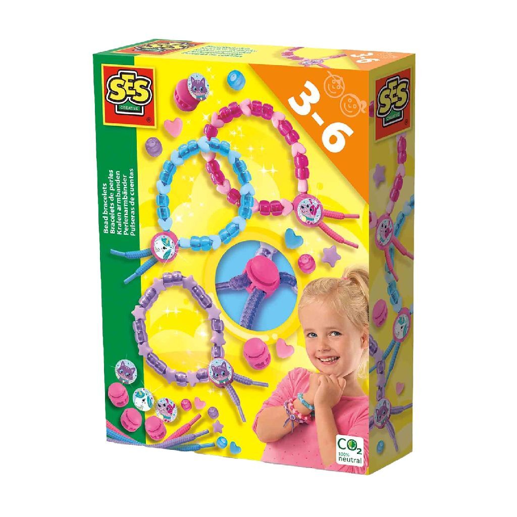 SES Creative Beaded Bracelets - Jewelry Making Set for Kids - Includes Beads and Clasps