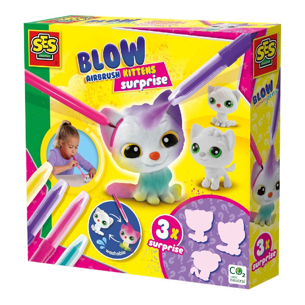SES Creative Blow Airbrush Pens Kittens - 4 Colors - Art Supplies