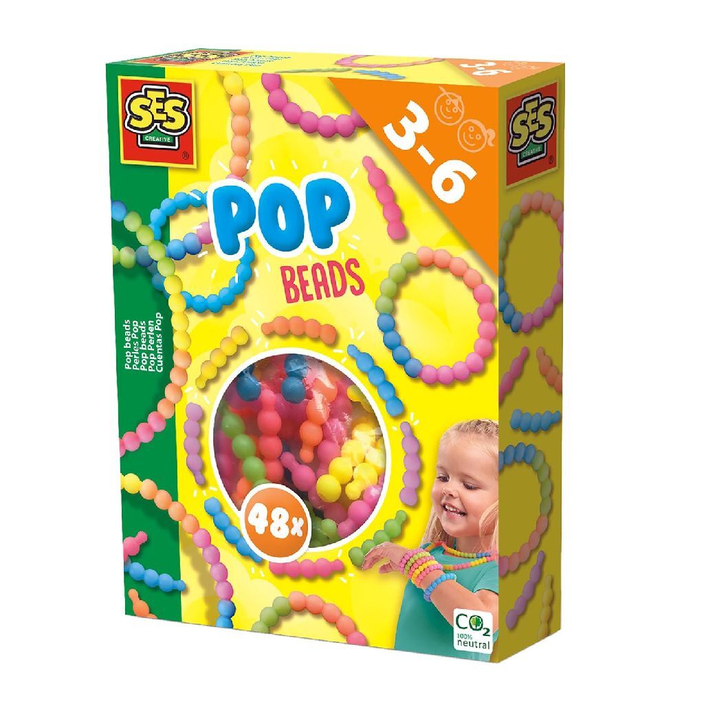 SES Creative Pop Beads 48 Pieces - Trendy Craft Beads for Kids