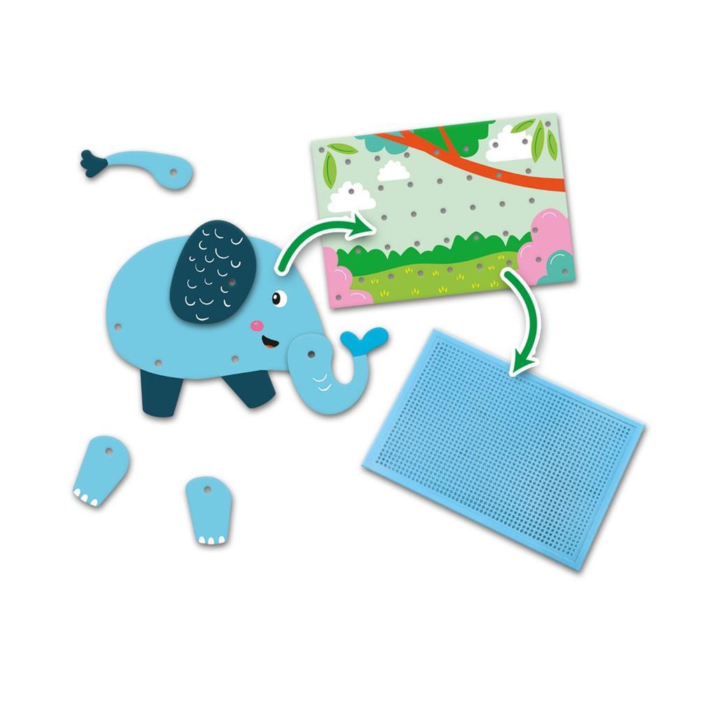 SES Creative Mosaic Pinboard Animals - Interactive Craft Set for Kids