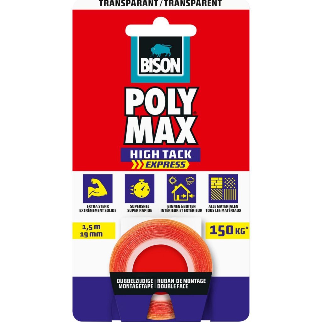 Bison Poly Max Tape 150 cm Transparent - Strong Adhesive Tape