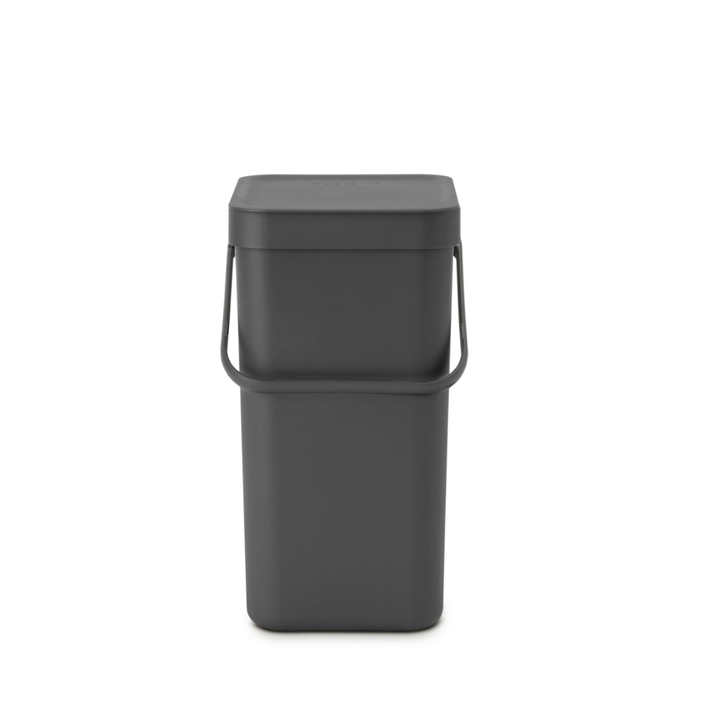 Brabantia Sort & Go Waste Bin 12 L - Space-Saving Design, Wall-Mountable, Gray 12-Liter-Abfalleimer